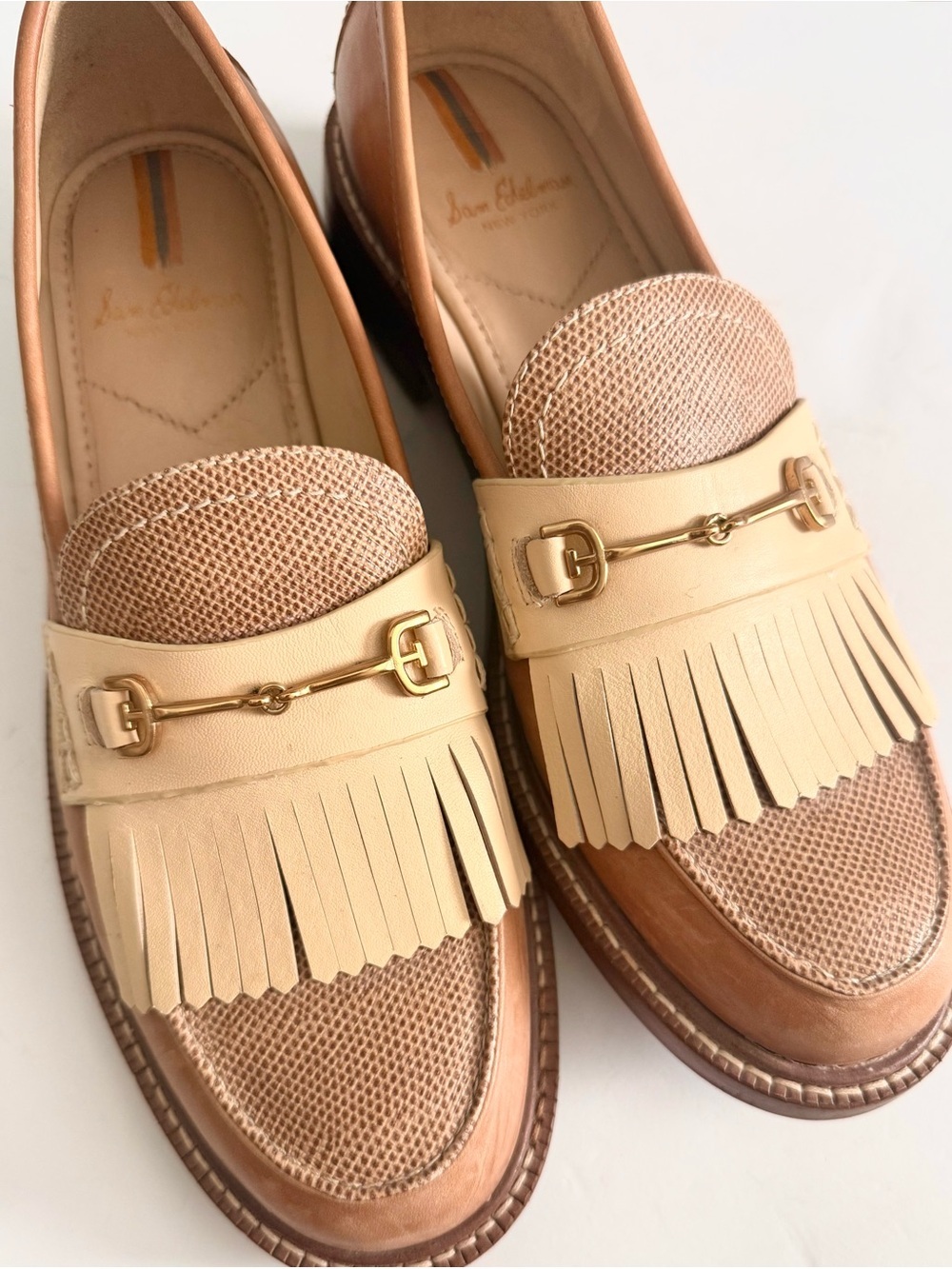 Sam Edelman Cammi Leather Fringe Loafers Chunky Size 7.5 - Picture 7 of 10